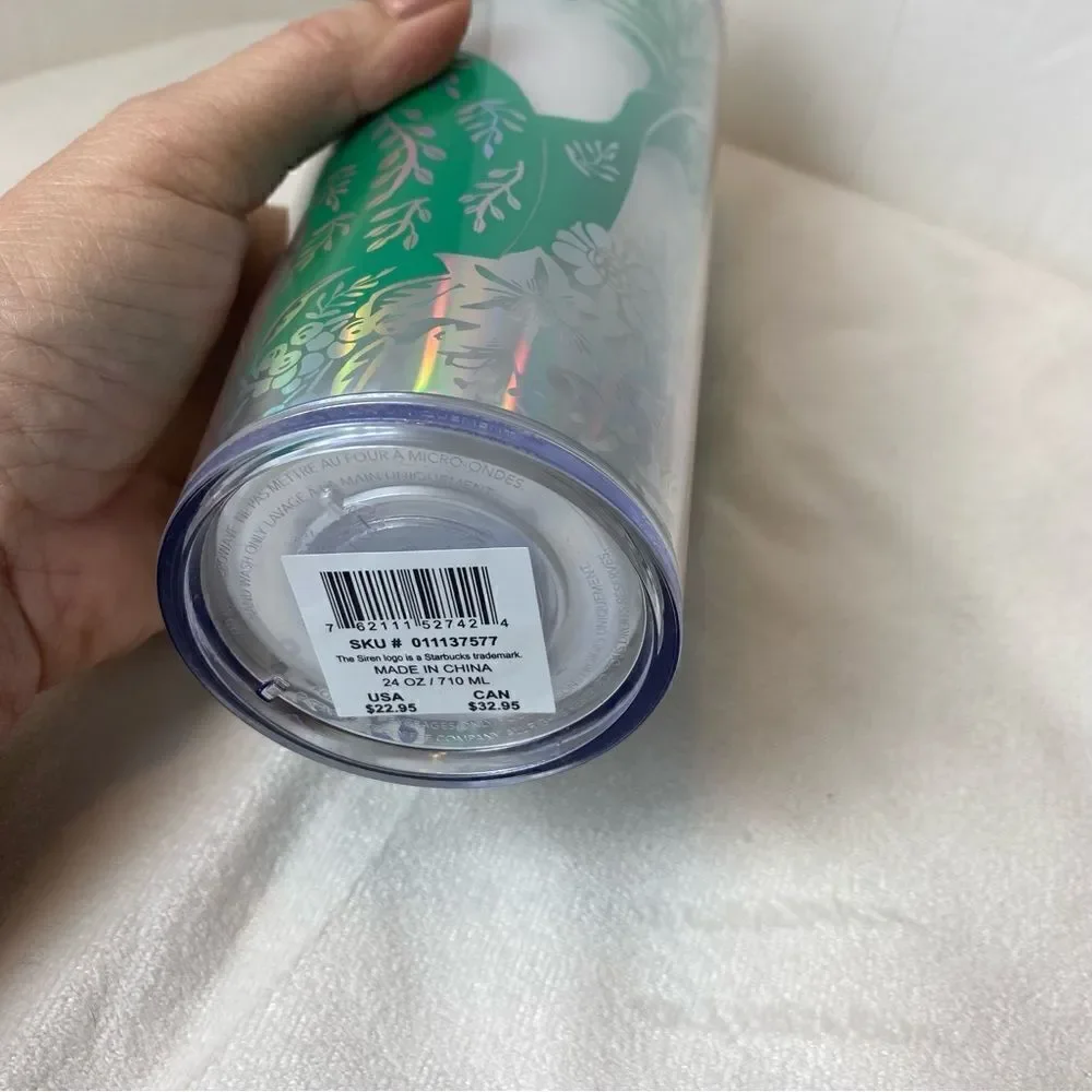 Starbucks New With Tags Christmas 2022 Pearlized Mermaid white Green Tumbler